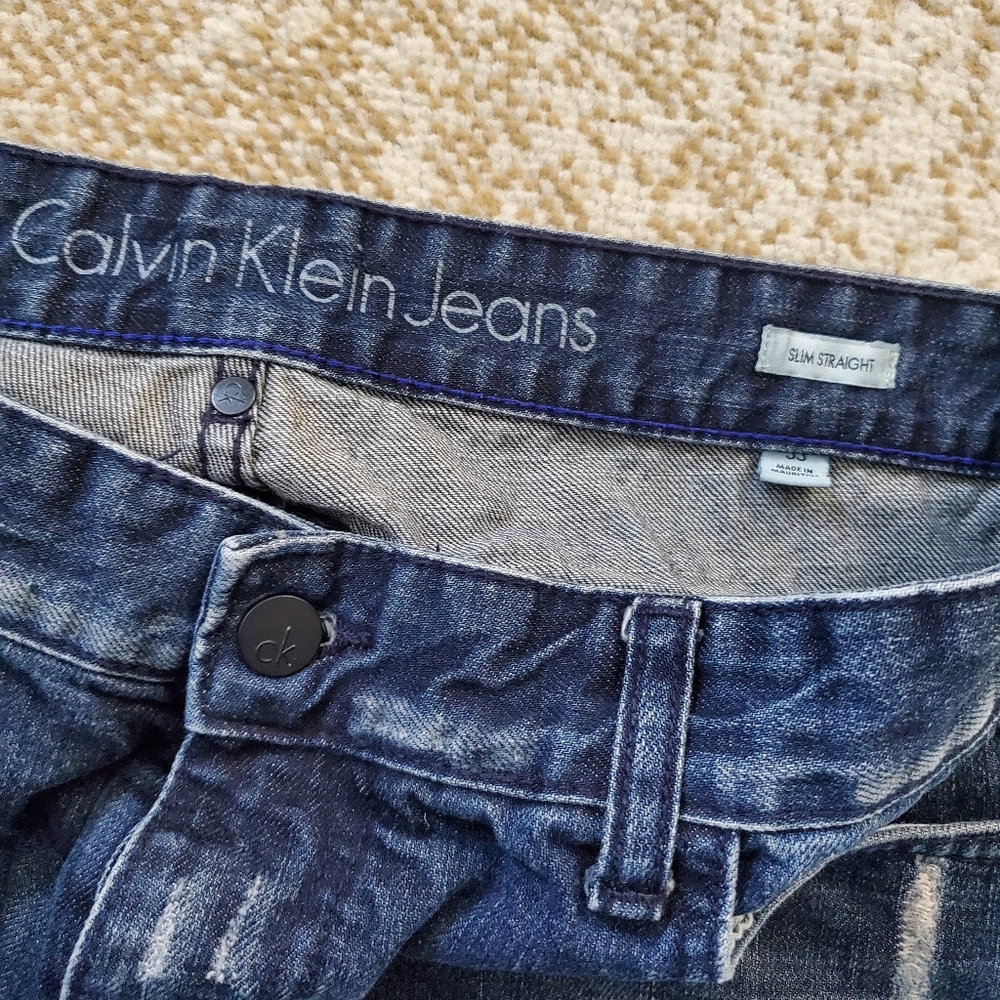 CALVIN KLEIN JEANS Distressed Slim Straight 33 - Picture 3 of 7